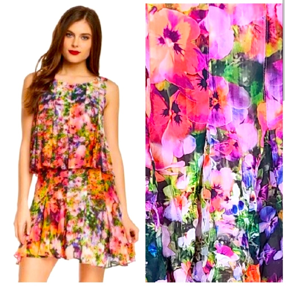 Nwt Nicole Miller Artelier 6 Vio Viola Floral Dress